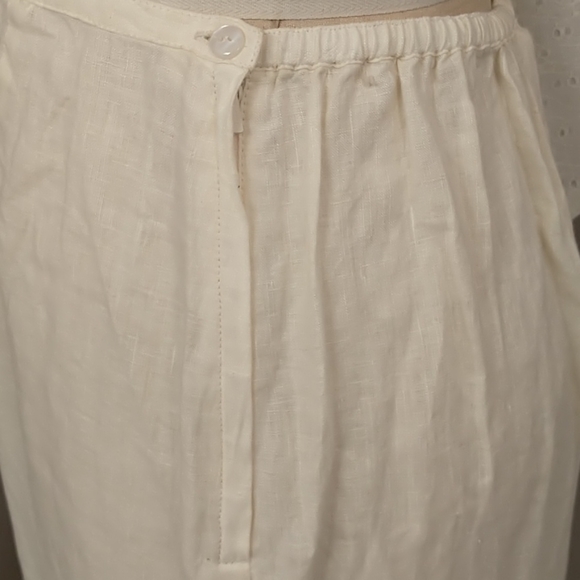 Linen Maxi Skirt Ivory White Whitewash Gubbio M - Picture 4 of 12